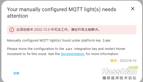 系统提示mqtt和light问题