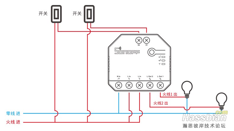 Sonoff Dual R3 接线