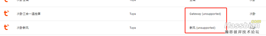 Tuya里显示不支持的实体