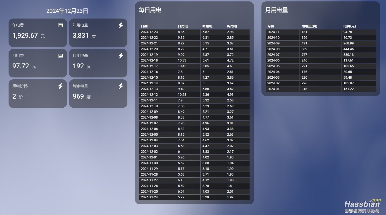 hass 电费